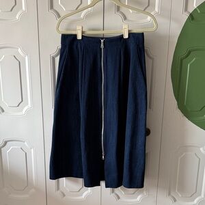 Whistles Navy Denim zipper skirt